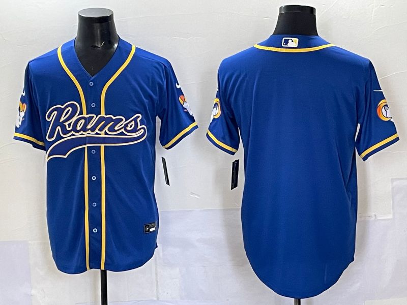 Men 2025 Los Angeles Rams Blank Blue Second generation joint name Nike Limited NFL Jersey style 01